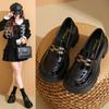 Platform single shoes women's autumn new platform chain round head women's shoes casual shallow mouth women