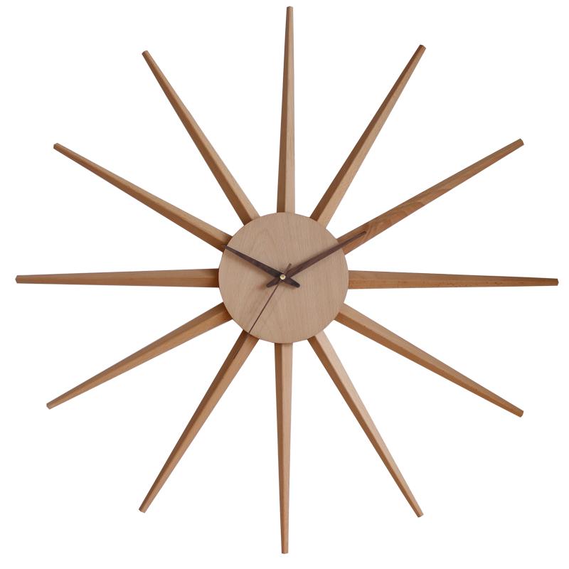 Sun Wall Clock Modern Wood Wall Watch Interior Silent Elegant Decorative Clocks Minimalist Luxury Aesthetic Living Room Watches