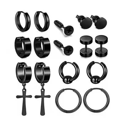 Cross, Earring Set, Stainless Steel Dumbbell Screw Earrings, Studs, Earrings, Earrings.