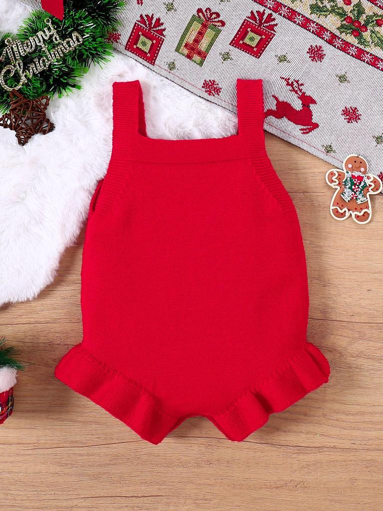Children's Christmas Embroidered Suspender Romper