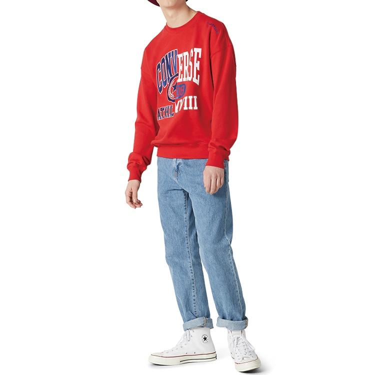 Converse Unisex Logo Printing Round-neck Sweatshirt Red 10018354-A02