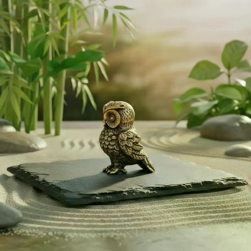 1 Pieza Figuras de Animales Pájaros Retro Mini Estatua de Búho Latón Metálico Mascota de Té Adorno de Mesa Accesorios de Decoración del Hogar Miniaturas Manualidad