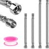 4Pcs Flexible Stainless Steel Braided Hoses 3/8Inch Corrosion Resistant Connector For Water Faucet Connection Enduring