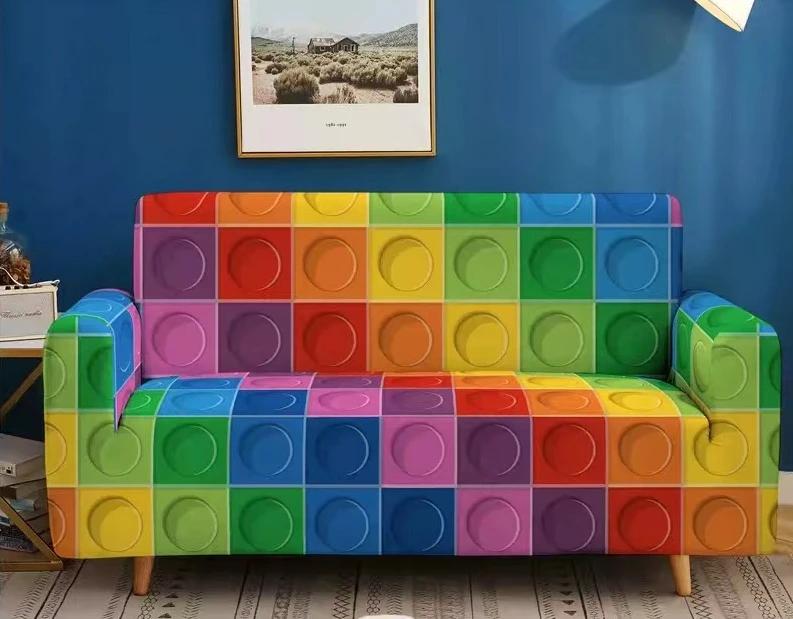 3D Sofabezüge für Familienzimmer Ecke Dehnbar Passgenaue Sofabezüge Feiertags-Sofa-Schutz Funda Sofa Protector 1-4Sitzer 1pcs 40x40cm red