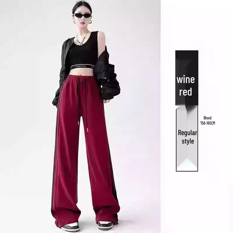 Women's High-Waist Gray & White Striped Jogger Sweatpants - Small, Casual & Loose Fit, Ideal for Autumn/Winter.