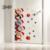 Waterproof PVC Festive Decor Christmas Cat Door Sticker, Cute Santa Hat Kittens Wall Decal, Self Kitten Window Stickers Adhesive Sticker for