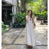 Fashion Summer Sleeveless Women Elegant Long Dress Outing Back Hollow Design Round Neck A-line Party Dress Female Casual Simple Solid Color Clothing