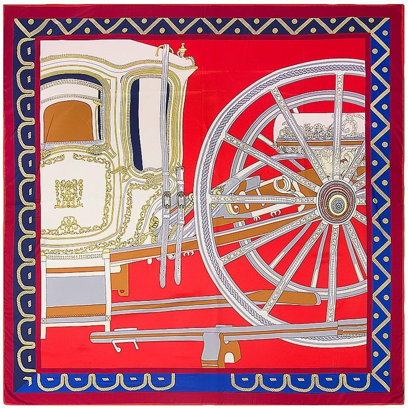 130cm Autumn Horse Printing Twill Silk Square Scarf Women Multi-Purpose Shawl Sun Protection Four Season Travel Scarf