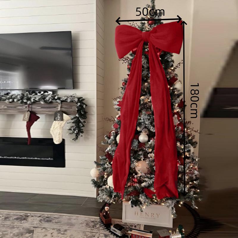 50x180cm Super Large Wine Red Velvet Christmas Bow Xmas Tree Bowknot Pendant Ornaments DIY Wedding New Year Party Decor Gifts