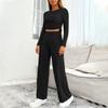 Women's 2 Piece Solid Color Casual Sportswear Long Pants Set