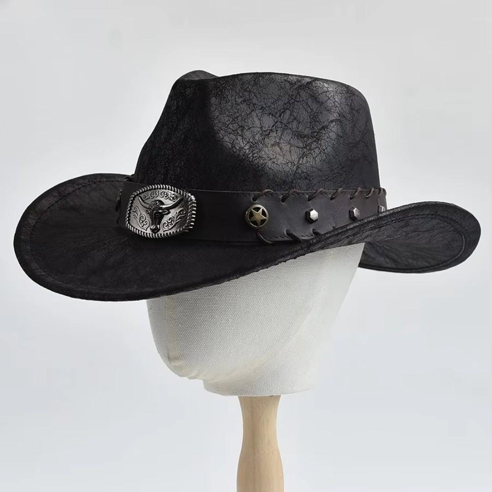 Studded Bullhead Western Cowboy Hat Vintage Jazz Hat Vintage Sombrero Hat  Costume Party