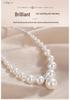 Luxurious S925 Sterling Silver Clavicle Necklace with Crushed Silver and French-Style Round Imitation Pearls.