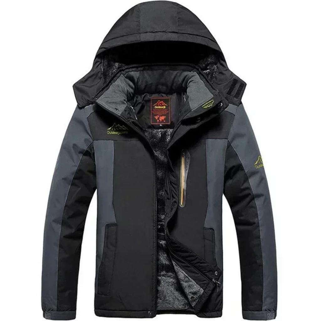 Men's Jacket Winter Outdoor Warm Men's Gorpcore Waterproof Thick Fleece Parka Snow Hiking Casual Windproof Hooded Coat