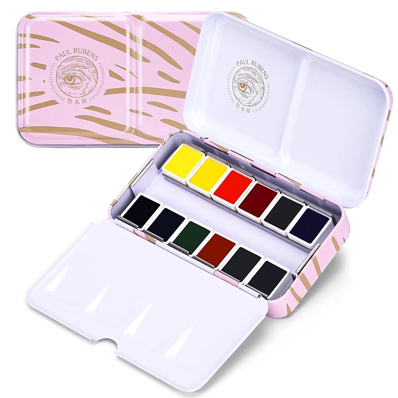 

Paul Rubens artist watercolor paint set 12 vibrant colors Comes in a portable box perfect for travel professional watercolor set For artists,