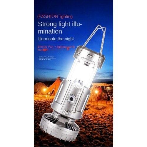 Solar LED horse lamp portable light outdoor tent light USB new electric fan camping light