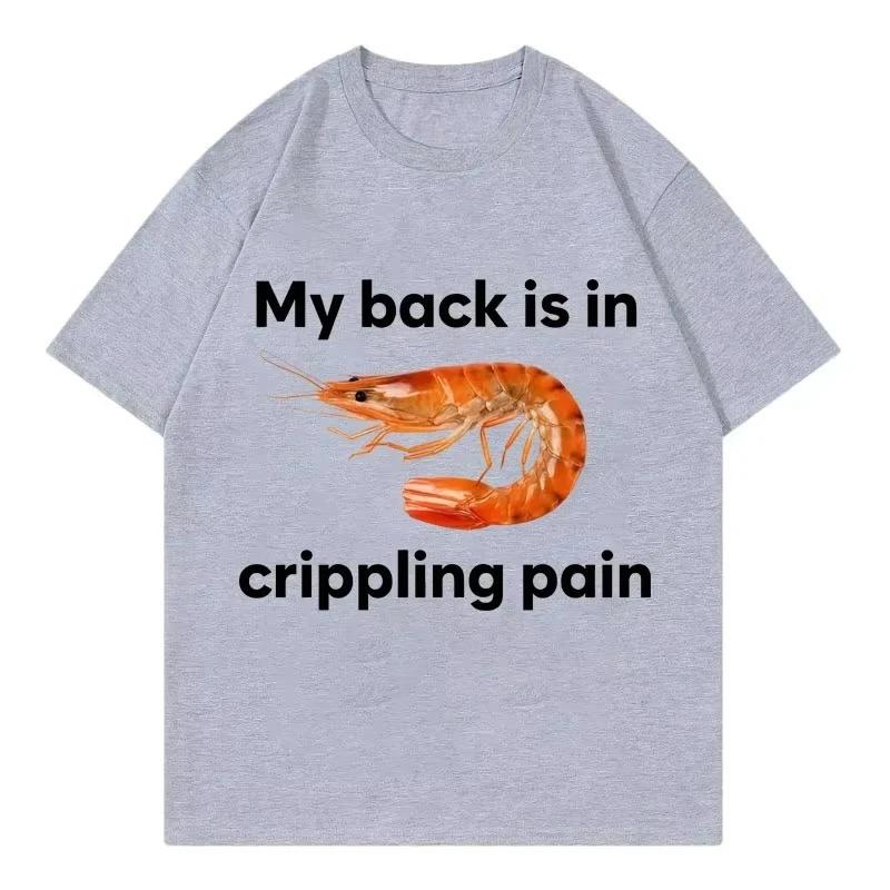 Funny My Back Is In Crippling Pain Shrimp Meme Crewneck T Shirt Fashion T-shirt Women Casual T-shirts Women Clothing
