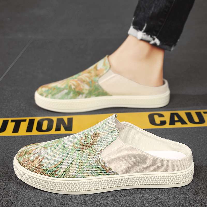 Baotou Half Slippers Men's Summer Lazy One Pedal Heelless Men's Shoes Mesh Casual Board Shoes Teen Sandals