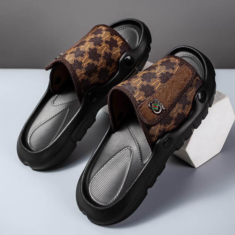 Men's summer one-word slippers foreign trade comfortable flat-bottomed fashion simple beach thick-bottomed outdoor casual slippers