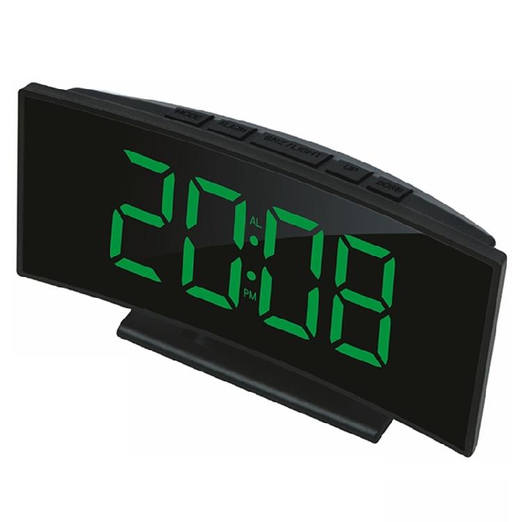 Stylish Digital Room Clock With Large Curved LED Panel And Different Alarm Sounds Contemporary Alarm Clock