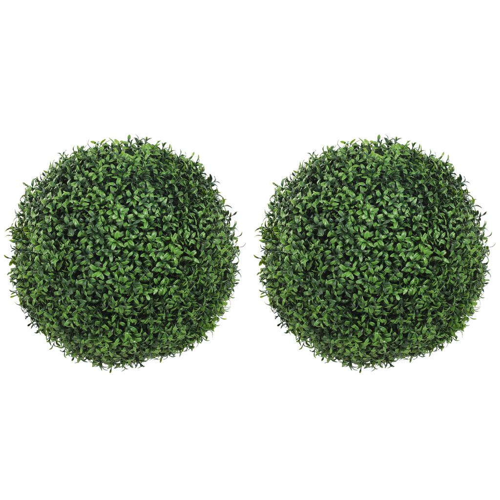 Artificial Boxwood Balls, Set of 2, Pots, 42 Cm, Green