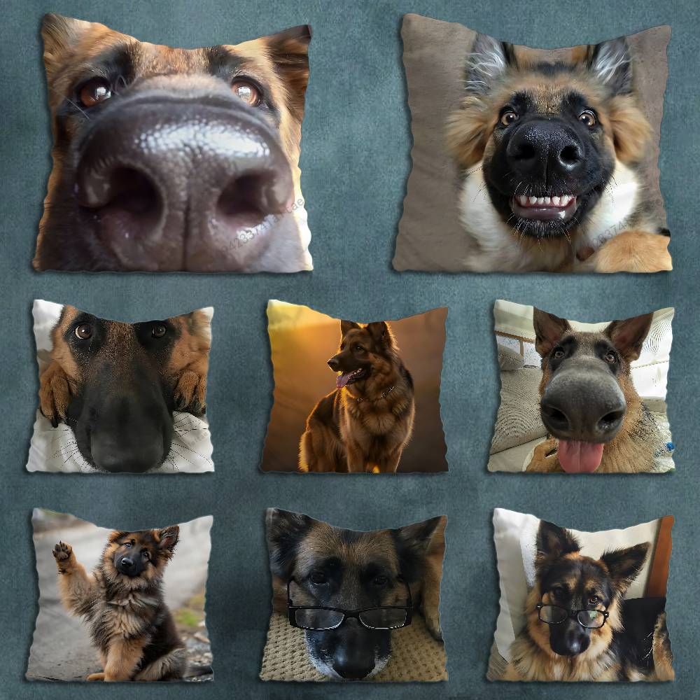German Shepherd Dogs Various Sizes Square Pillow Case For Car Home Bedchamber Decor Birthday Gift