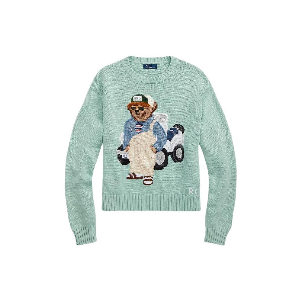 

Polo Ralph Lauren SS24 Животная вышивка Круглый вырез Свободный крой Пуловер Длинный рукав Вязаный свитер Женский свитер Лазурный WMPOSWENC020947-300 S