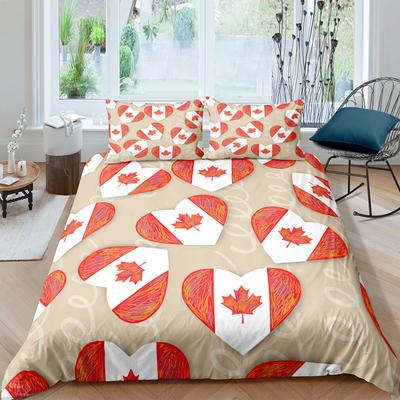Euro Boldog Kanada Napot Ágynemű Juharlevél Mintás Paplanhuzat Paplan Ágy Egyszemélyes Queen King Kétszemélyes 2P Otthoni Ágytextil 220x240cm
