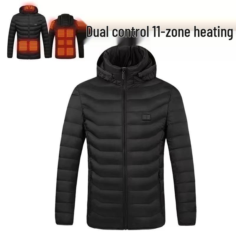 Men's Dual-Control USB Heated Cotton Coat with Nine-Zone Electric Heating