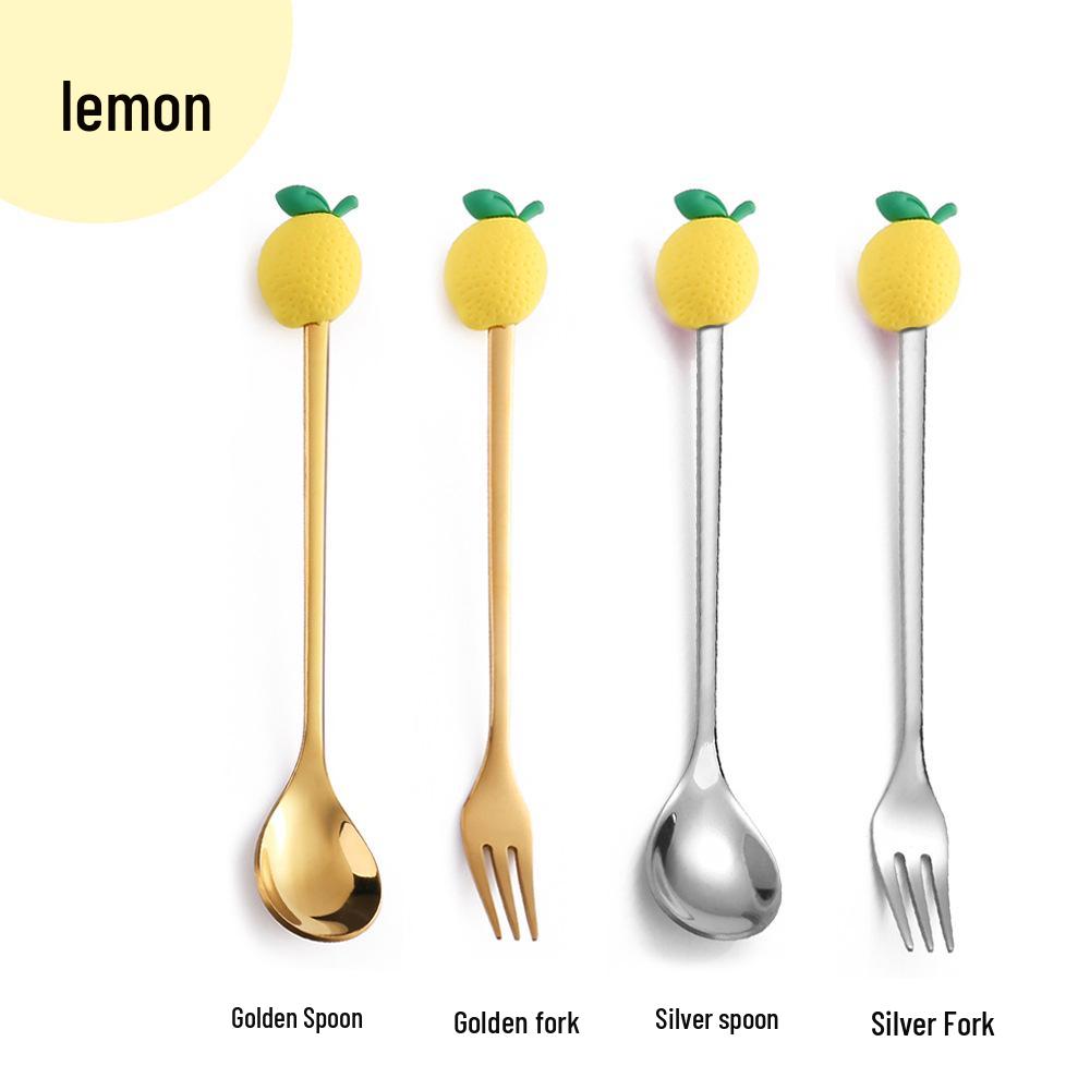 Cartoon Rabbit Christmas Dessert Spoon and Fork Set - Cute Party Favor Stirring Spoon
