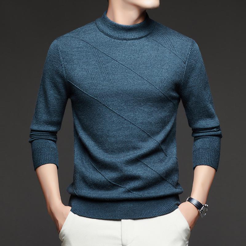Herren Dicker Jacquard-Strickpullover - Herbst/Winter Warme Basisschicht für Väter mittleren Alters
