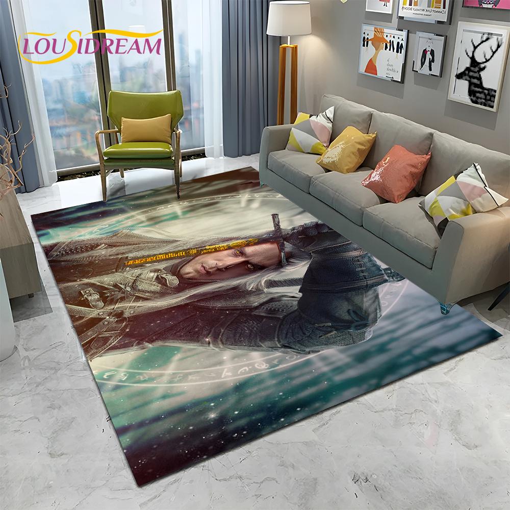 3D W-Witcher Games Gamer TV Cartoon Carpet Rug for Home Living Room Bedroom Sofa Doormat Decor,kids Area Rug Non-slip Floor Mat