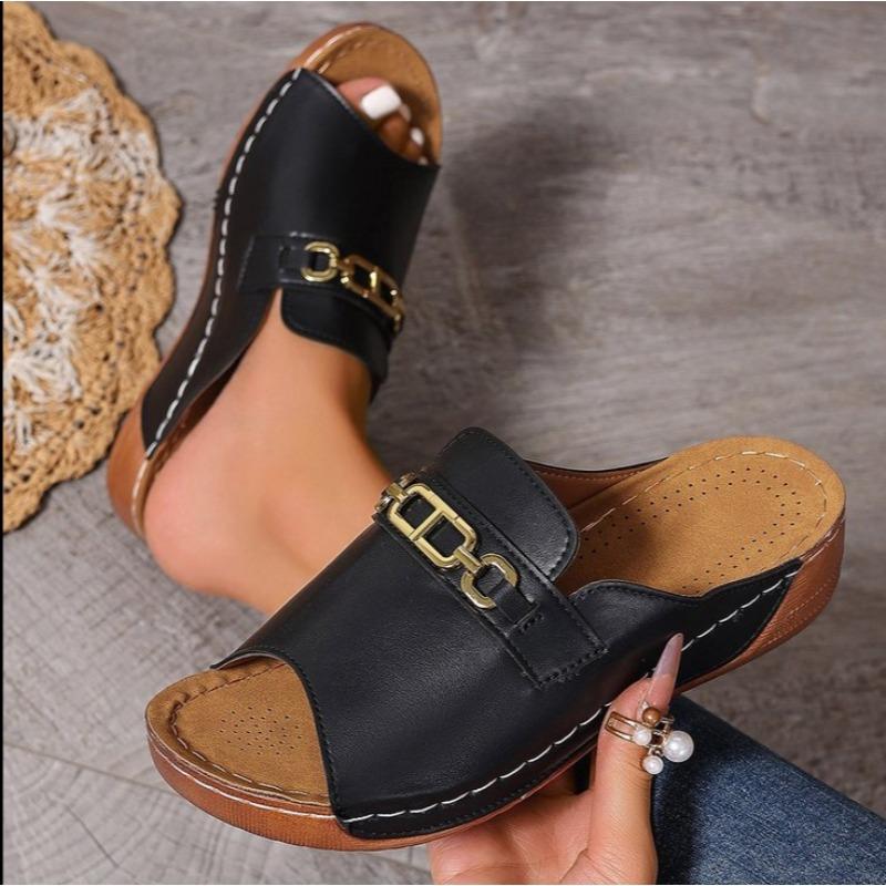 Fashion Women's Sandals 2025 Summer Shoes Women Soft Heels Sandals Low Platform Slippers Summer Sandalias Mujer Indoor Outdoor Footwear