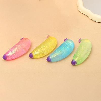Glitter Banana Sugar Ball Slow Rebound Stress Relief Clear Banana Squeeze Sensory Toy Anxiety Relieving Simulated Fruit Stress Ball