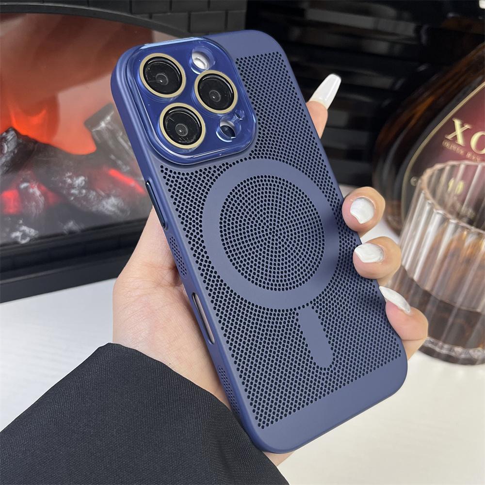 Heat Dissipation Plating PC Magnetic Phone Case For iPhone 16 15 14 13 12 11 Pro Max Luxury For Magsafe Wireless Charging Cover