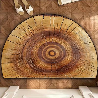 Tappetino per porta semicircolare con design ad anelli di albero, antiscivolo, lavabile, tappeto piatto 2D semicircolare per ingresso di fattoria, decorazione per la casa