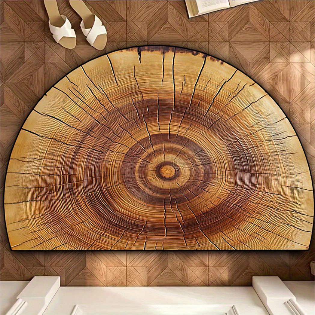 

Tree Ring Design Half Round Door Mat Non-Slip Washable Floor Mat 2D Flat Semi-Circular Rug for Farmhouse Entryway Home Decor 40X60CM