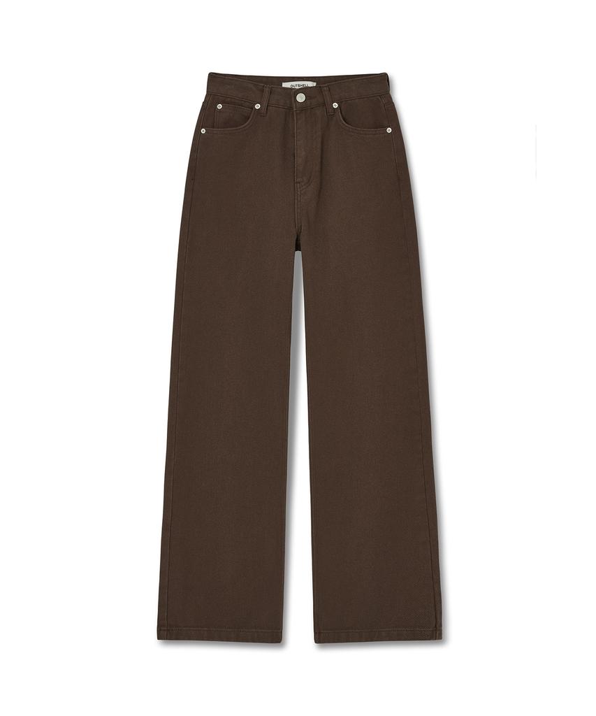 Aussel Heavy Cotton Wide Leg Jeans Brown