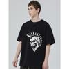 Black Oversized T Shirt Skull Punk Mohawk Print Casual Streetwear Top for Men and Women