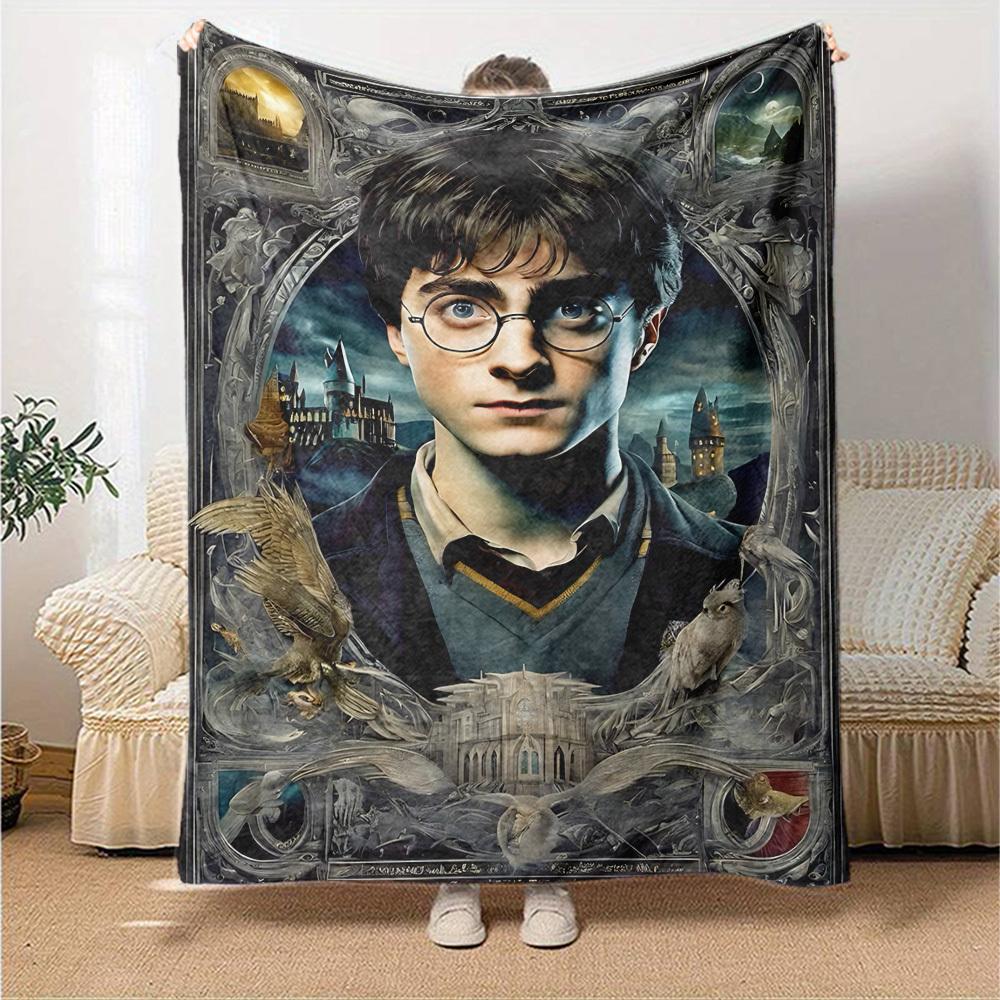 1pc Hogwarts School of Witchcraft and Wizardry Flannel Blanket Soft Warm Throw for Home, Office, Travel, All-Season Cozy Bedding Gift L1461