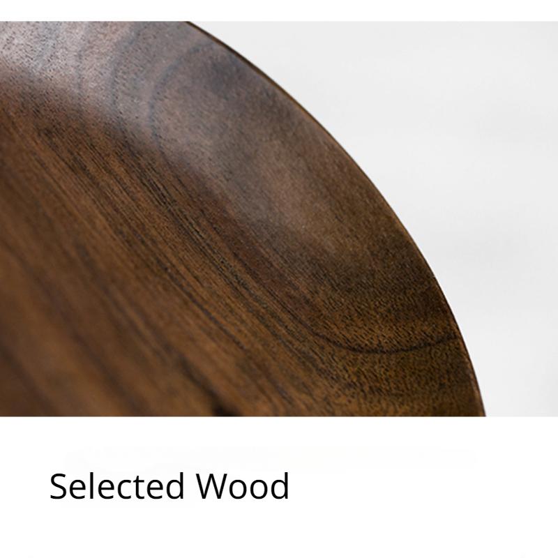 1pc Black Walnut Solid Wood Plate Breakfast Tray Household Use European Style Western Cuisine Dim Sum Wooden Plate Wood Tea Tray, Without Splicing