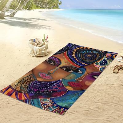 Vibrant Egyptian African Style Women Art Beach Towel, Extra Large, Thickened Quick-Dry Multi-Purpose For Swimming Travel Camping