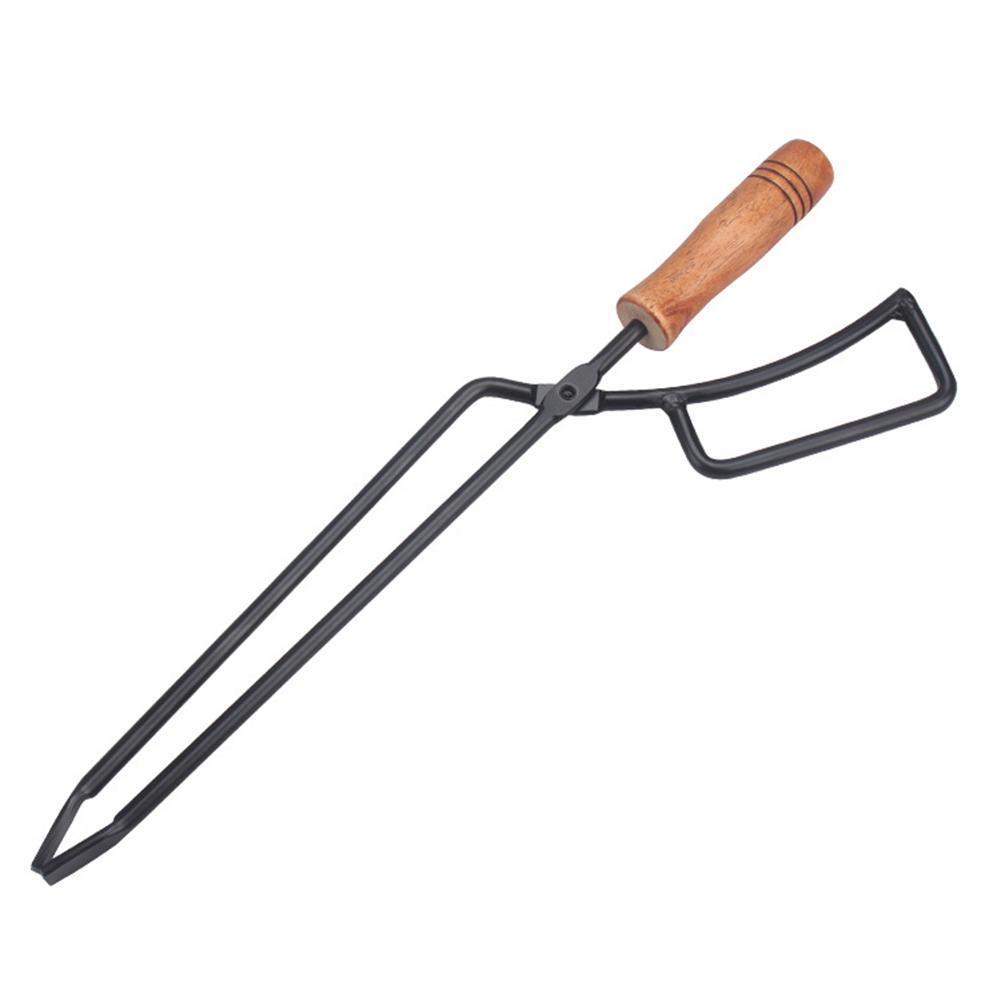 Kohlenzange mit Holzgriff Holzscheit-Klammer Werkzeug Kochzubehör für Camping im Freien Lagerfeuer Grill