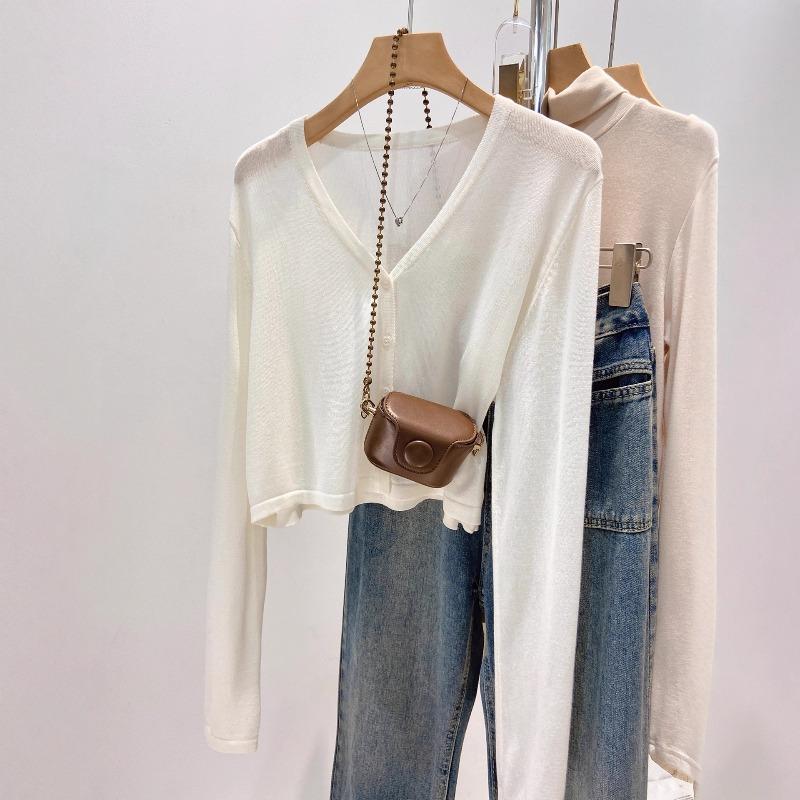 Cardigan sottile in seta di ghiaccio giacca lavorata a maglia da donna estate nuovo top ampio scollo a V abbigliamento corto protettivo solare