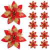 5/10/20Pcs Christmas Flower Ornaments,pink,red,gold,glitter Artifical Flowers for Christmas Tree,xmas Decoration for Home