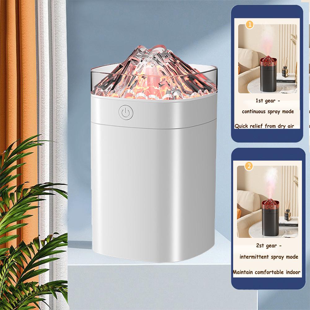 Simulated Volcano Humidifier with Cracks USB Home Portable Colorful Atmosphere Light Desktop Office Air Humidifier Large Fog