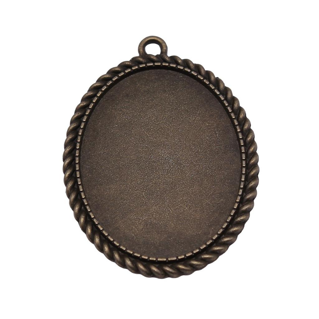 Antique Ornate Oval Bezel Pendant Base For Jewelry Making Fit 30x40mm Blank Tray