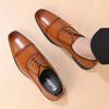 Autumn three-joint leather shoes men's breathable business dress men's shoes youth versatile wedding shoes British Oxford shoes