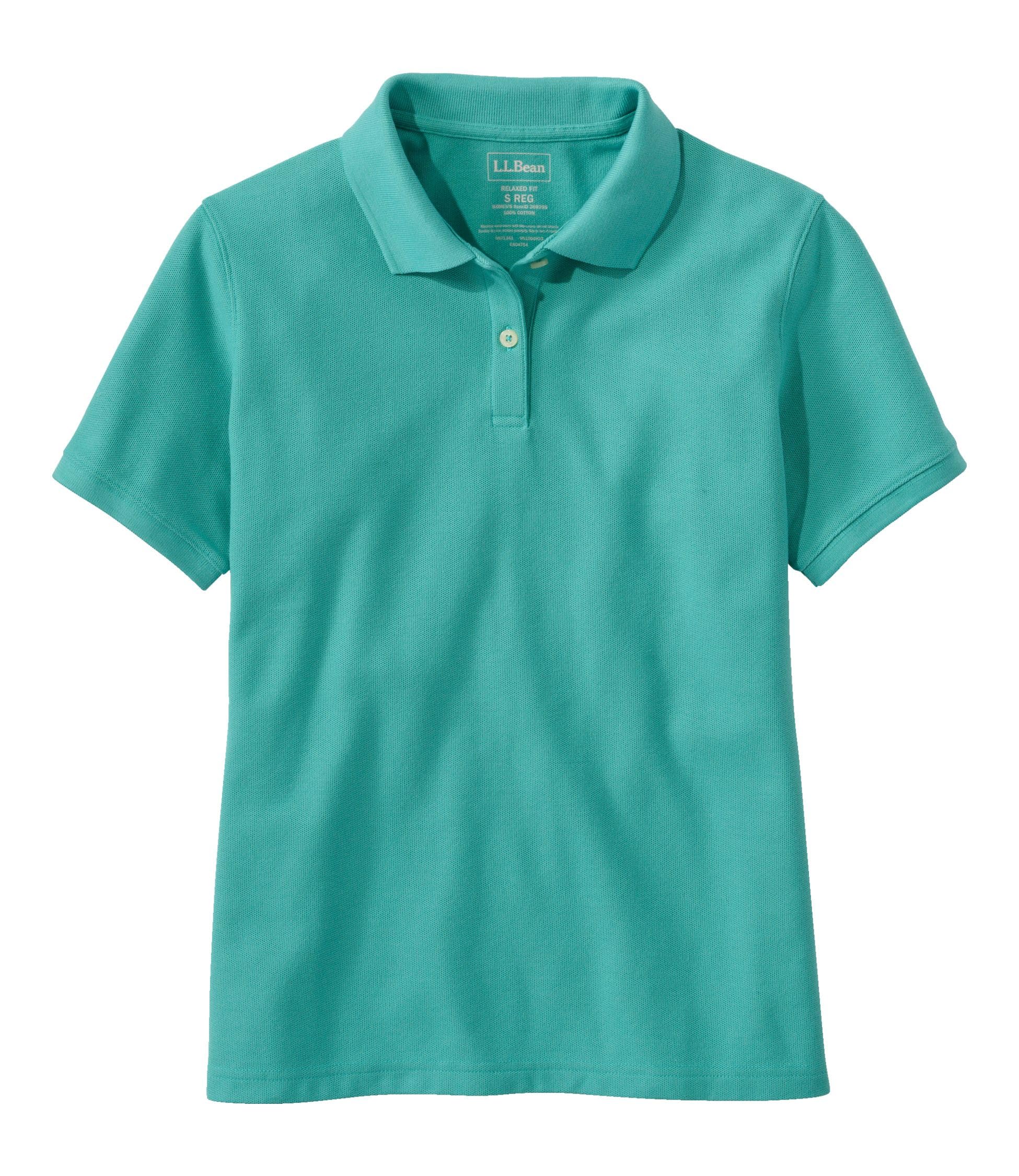 

Женская футболка-поло L.L.Bean Premium Double L, свободный крой, короткий рукав, американский стандарт Regular, размер L, цвет Glacial Teal Green, 1000211773