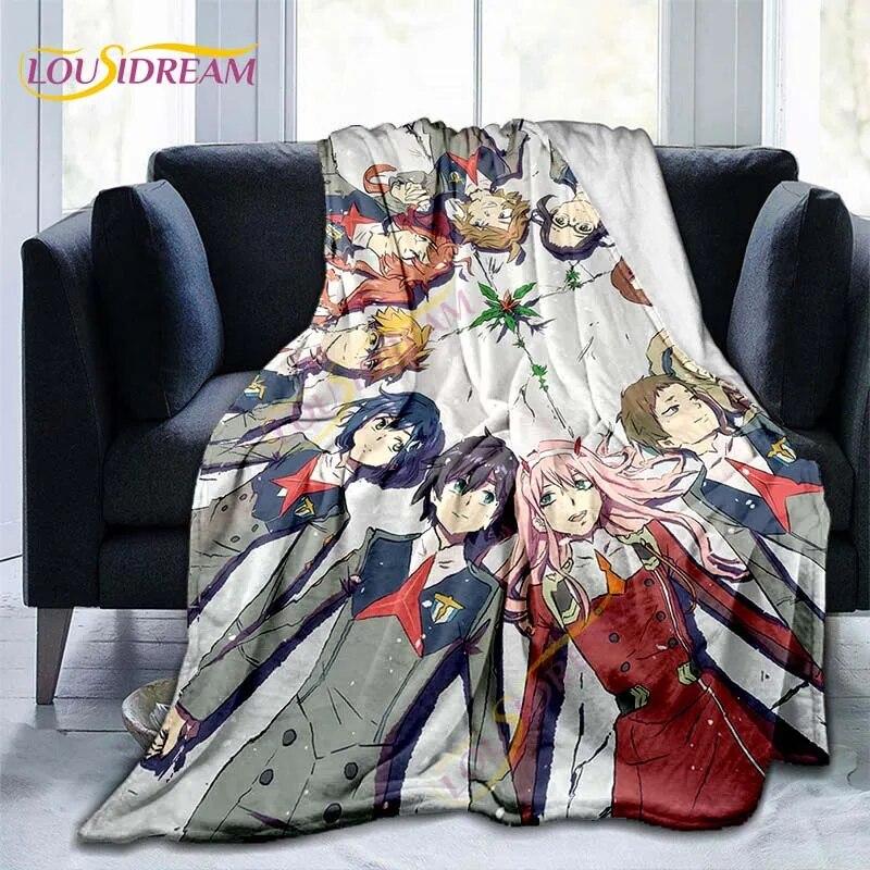 Anime DARLING In The FRANXX Deky Strelizia Deka Flanel ZERO TWO Throw Deka na pohovku Cestovní deky pro dospělé