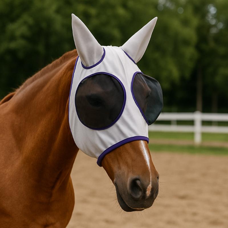 Professional Comfortable Quick Dry Horse Fly Mask Breathable Adjustable Horse Face Cover Outdoor Headgear Easy To Use